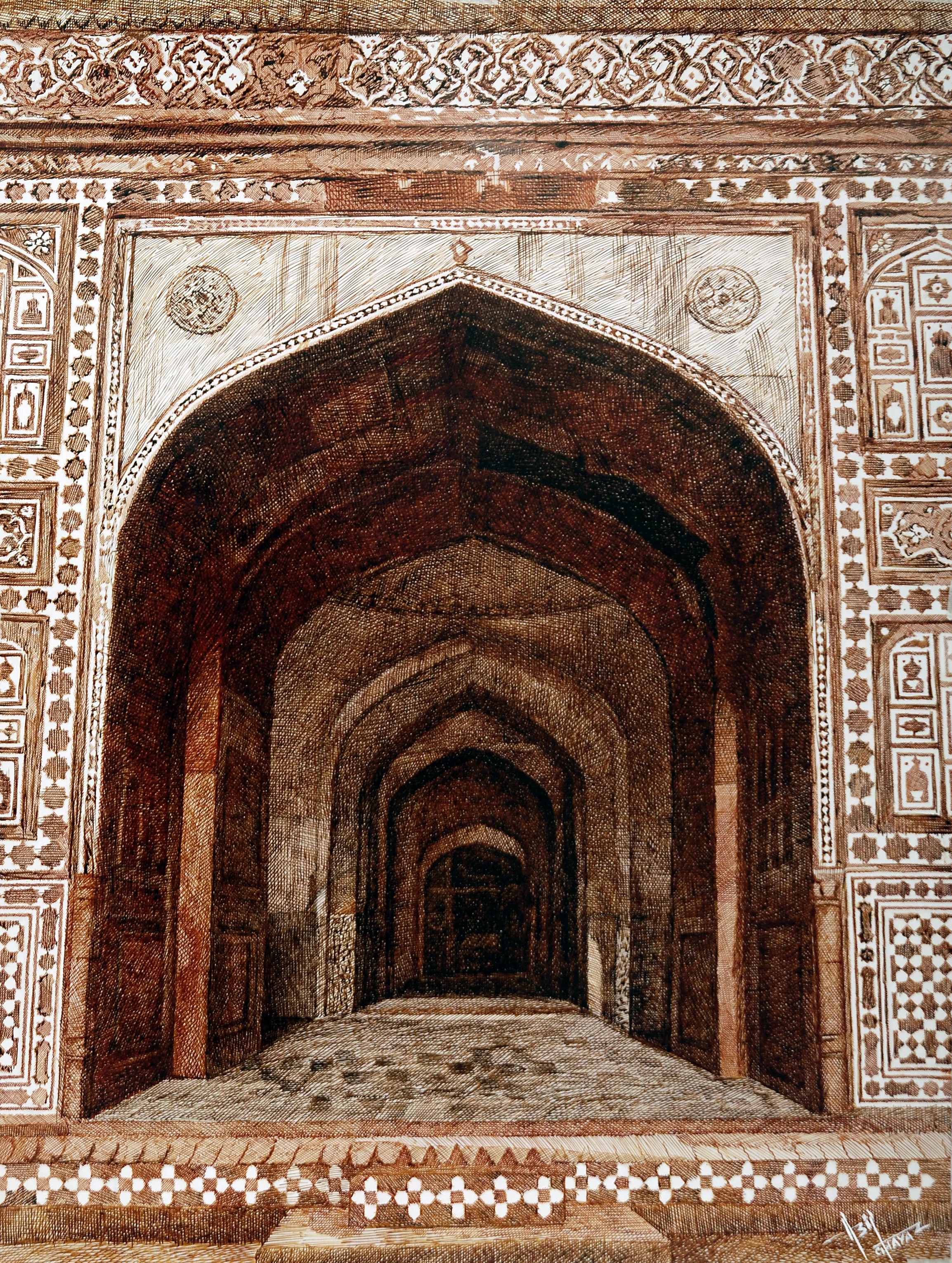 Architectural pen and ink drawing by Asif Ghayaz